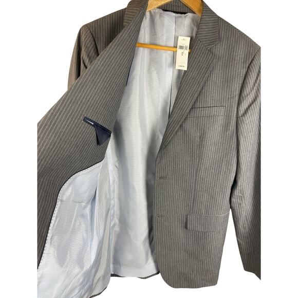 Banana Republic Gray Pinstripe Tailored Slim Fit Double Button Blazer Size 38 - Picture 4 of 10